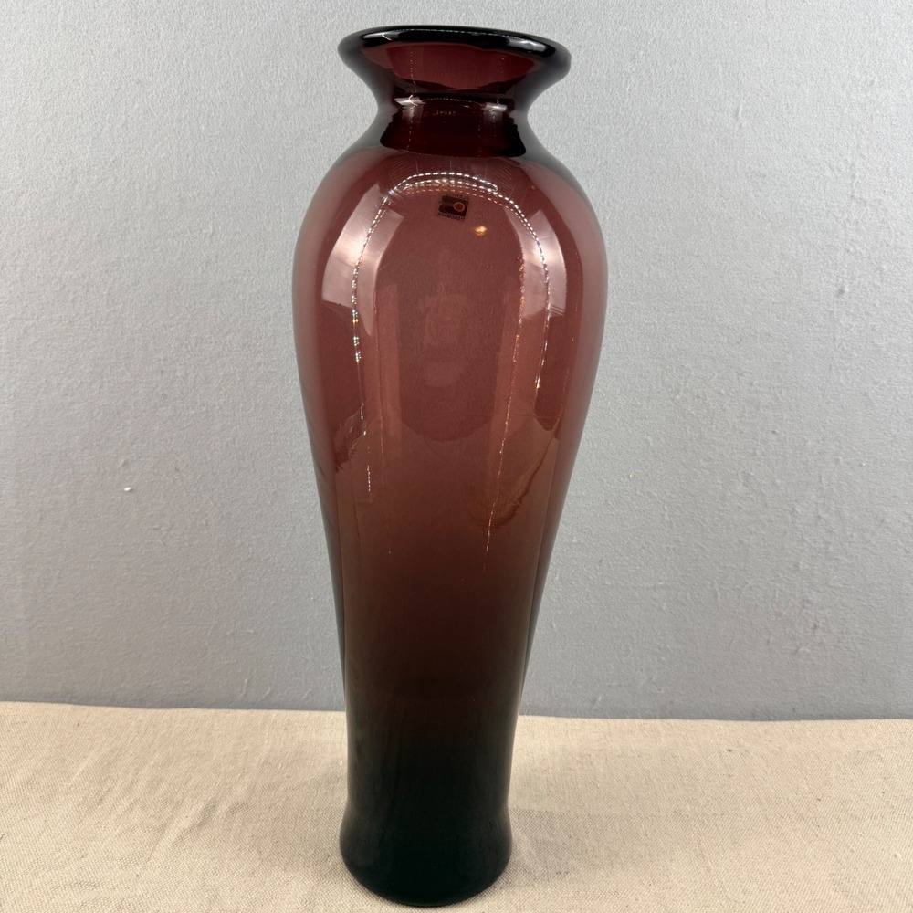 Blenko 8310M Amethyst Purple Vase 16" Don Shepherd Art Glass w/ Foil Label - Picture 7 of 10